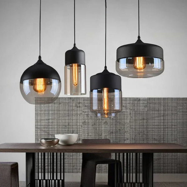 Nordic Wood Glass Pendant Light – Modern Hanging Lamp