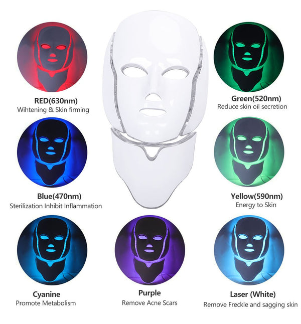 7 Colors Red Light Therapy Mask - Face & Neck Treatment