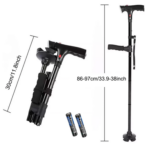 Adjustable Folding Cane with LED Light – Walk with Confidence & Safety