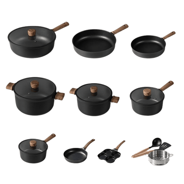 17-Piece Titanium-Reinforced Nonstick Cookware Set with Tempered Lids