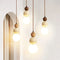 Cream Pendant Lamp – LED Chandelier for Bedroom and Restaurant – Stylish Wood and Stone Design 2
