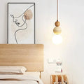 Cream Pendant Lamp – LED Chandelier for Bedroom and Restaurant – Stylish Wood and Stone Design 4