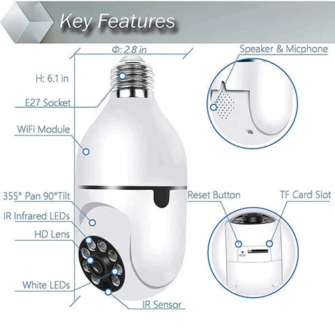 Motion Detection Security Camera Light Bulb