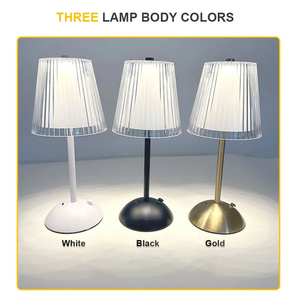Rechargeable LED Touch Table Lamp – Nordic Dimmable Bedside Light with 3 Color Modes for Bedroom, Restaurant & Bar