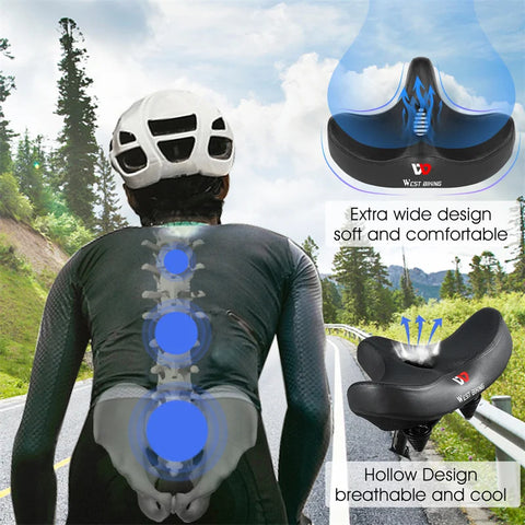 Wide Ergonomic Bike Saddle for MTB E Bike and City Bicycle Comfort