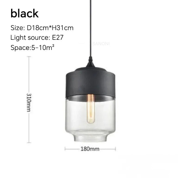 Nordic Wood Glass Pendant Light – Modern Hanging Lamp
