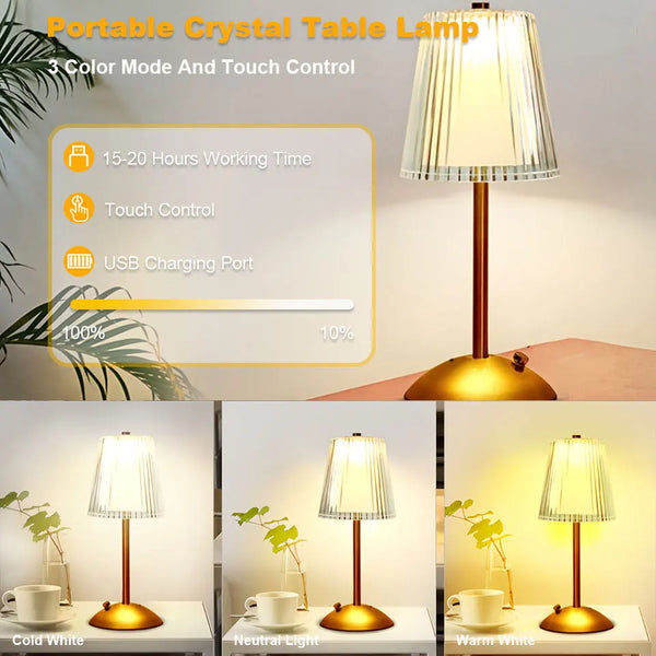 Rechargeable LED Touch Table Lamp – Nordic Dimmable Bedside Light with 3 Color Modes for Bedroom, Restaurant & Bar