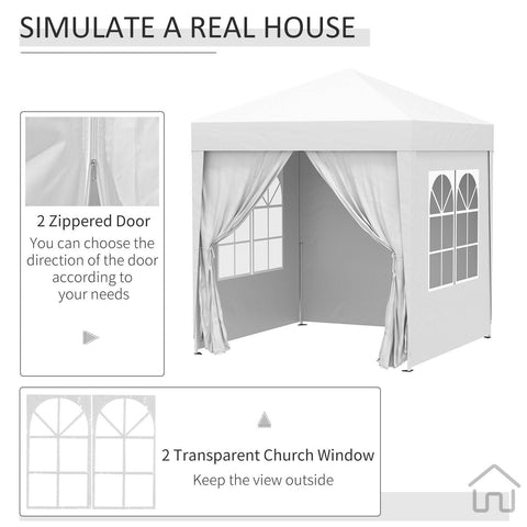 2m x 2m Outdoor Folding Gazebo Canopy - Pop Up Party Tent